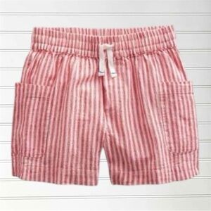 MINI BODEN EUC Cotton/Linen Blend Red Striped Elastic Waist Shorts